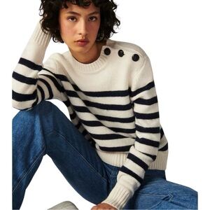 Ba&Sh Sean blue and cream striped wool cashmere blend sweater